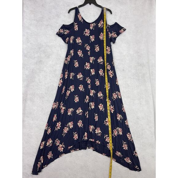 Lane Bryant Dress Size 18/20 Floral Cold Shoulder Handkerchief Asymmetric Hem - Picture 6 of 9